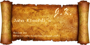 Jahn Kleofás névjegykártya